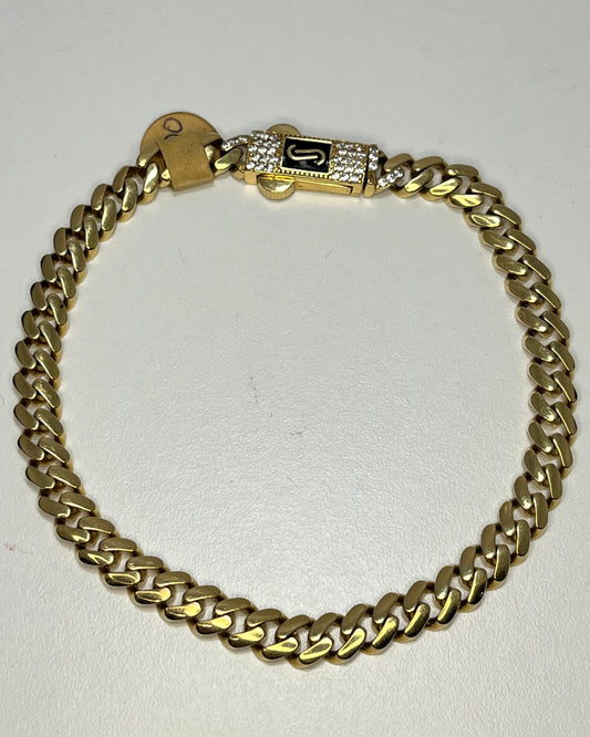 Cuban Link Box Clasp Bracelet 18K Gold