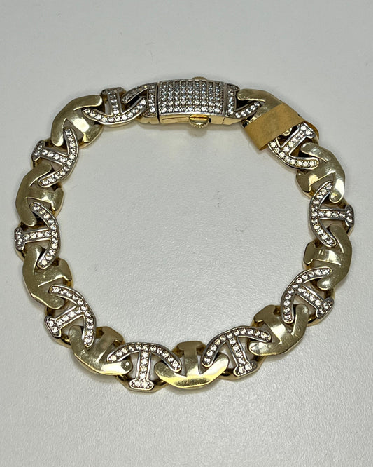 Diamond-Cut Mariner Link Bracelet 14K Gold