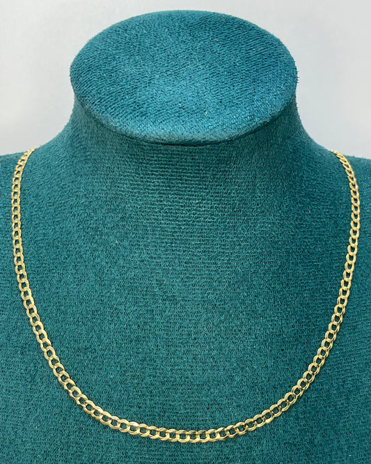 Cadena Eslabon Cubano Corte Brillo 24" Oro 18K