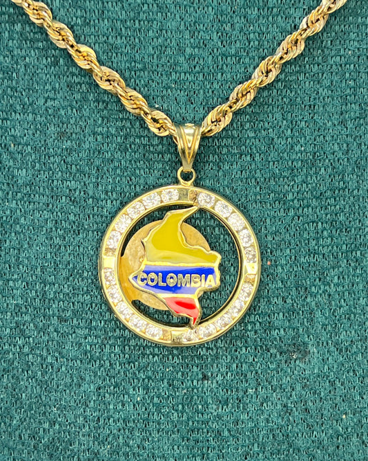 Colgante Medallón Colombia Oro 10K