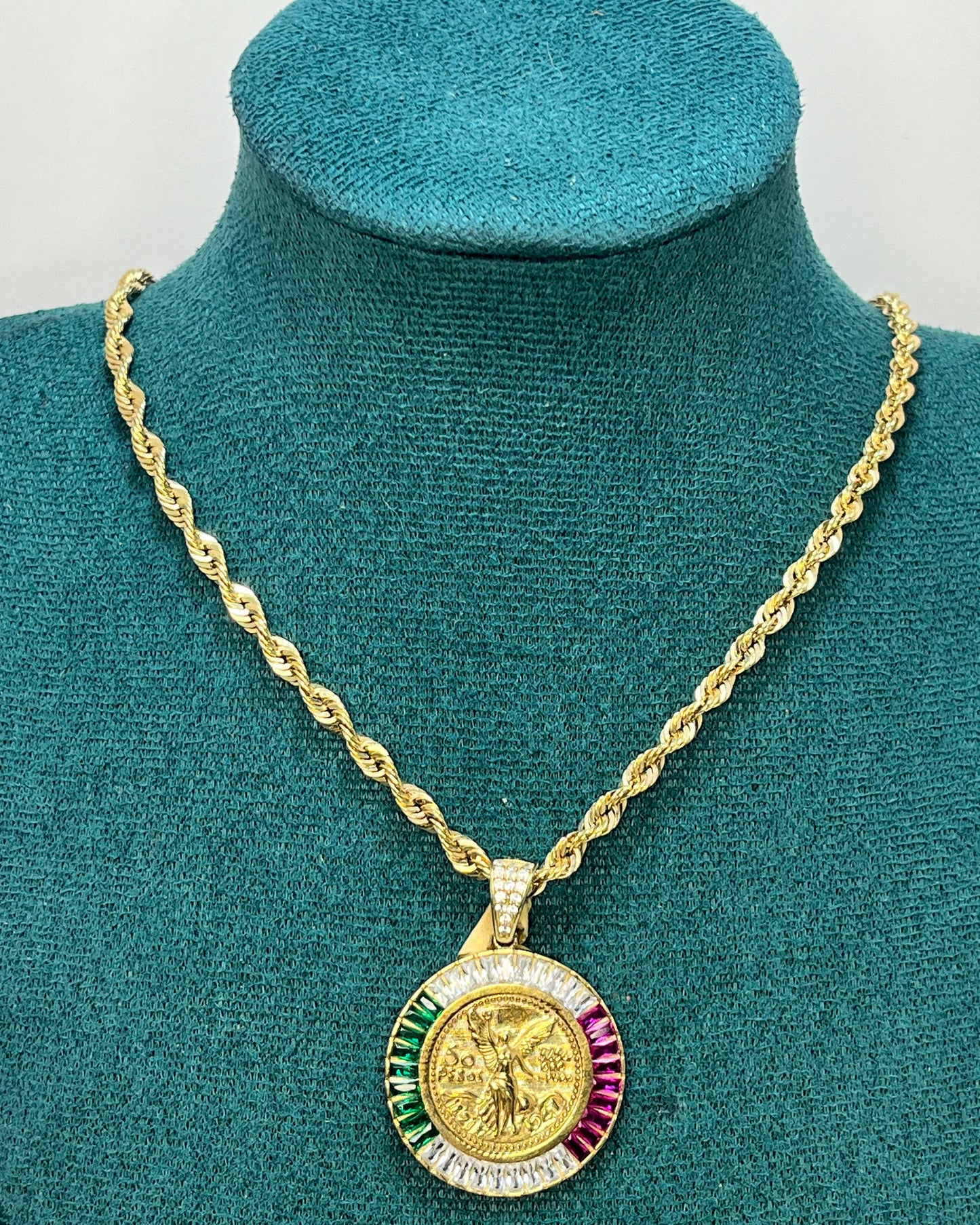 Colgante Medallón Moneda México Oro 10K