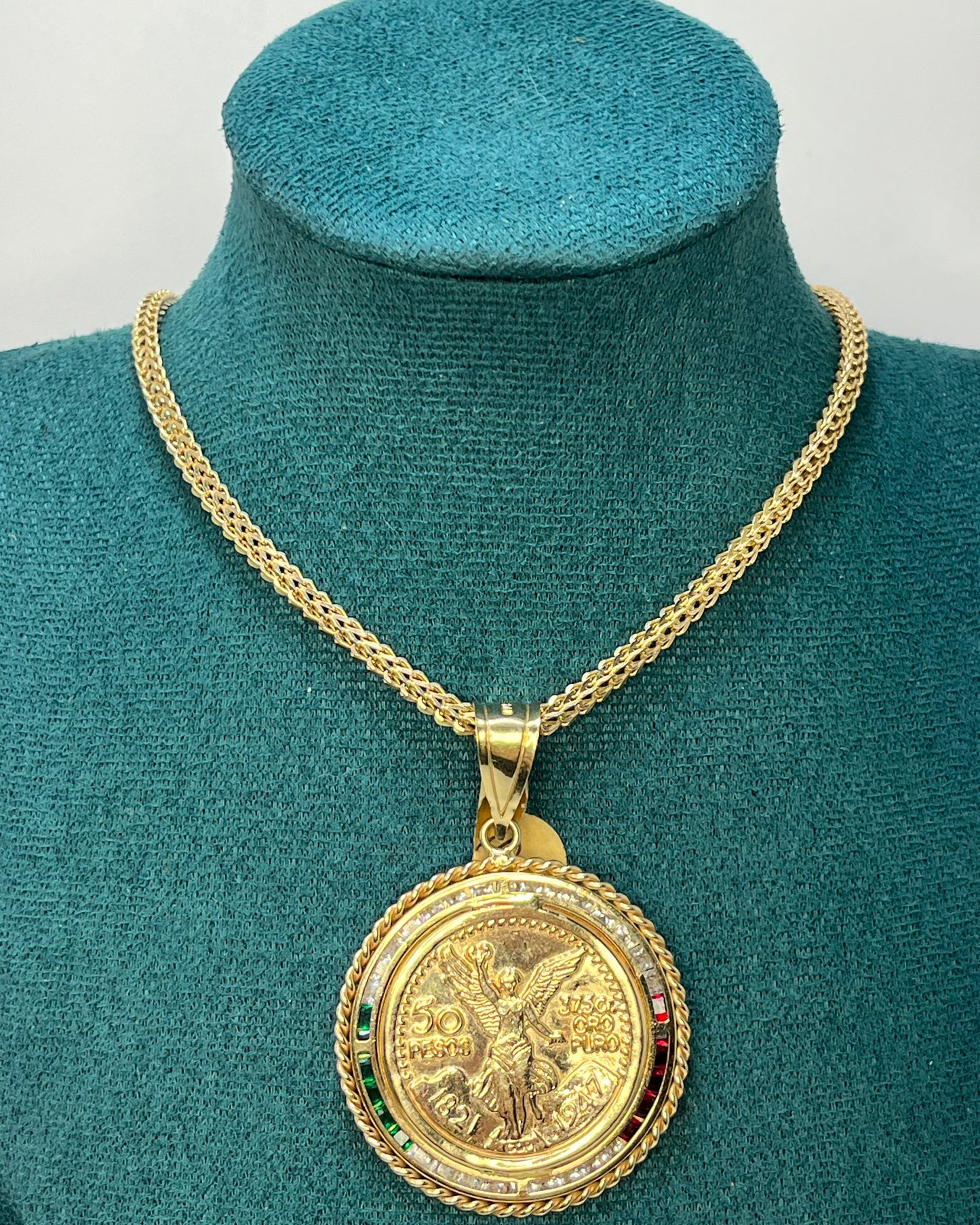 Colgante Medallón Moneda México Grande Oro 14K