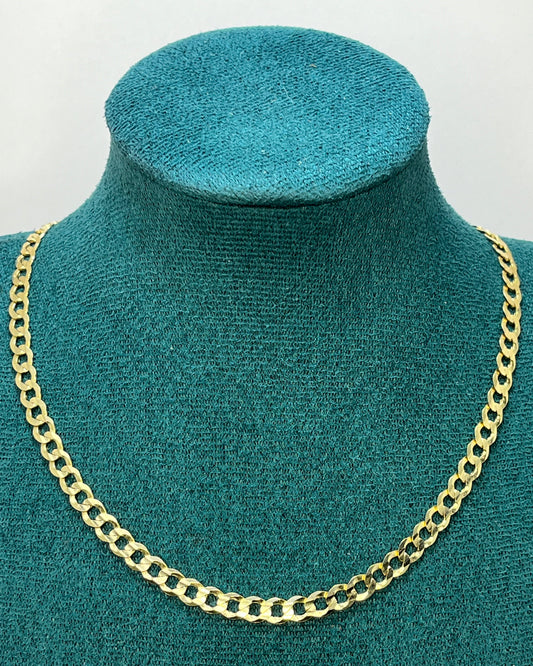 Shiny Cut Cuban Chain 22" 14K Gold