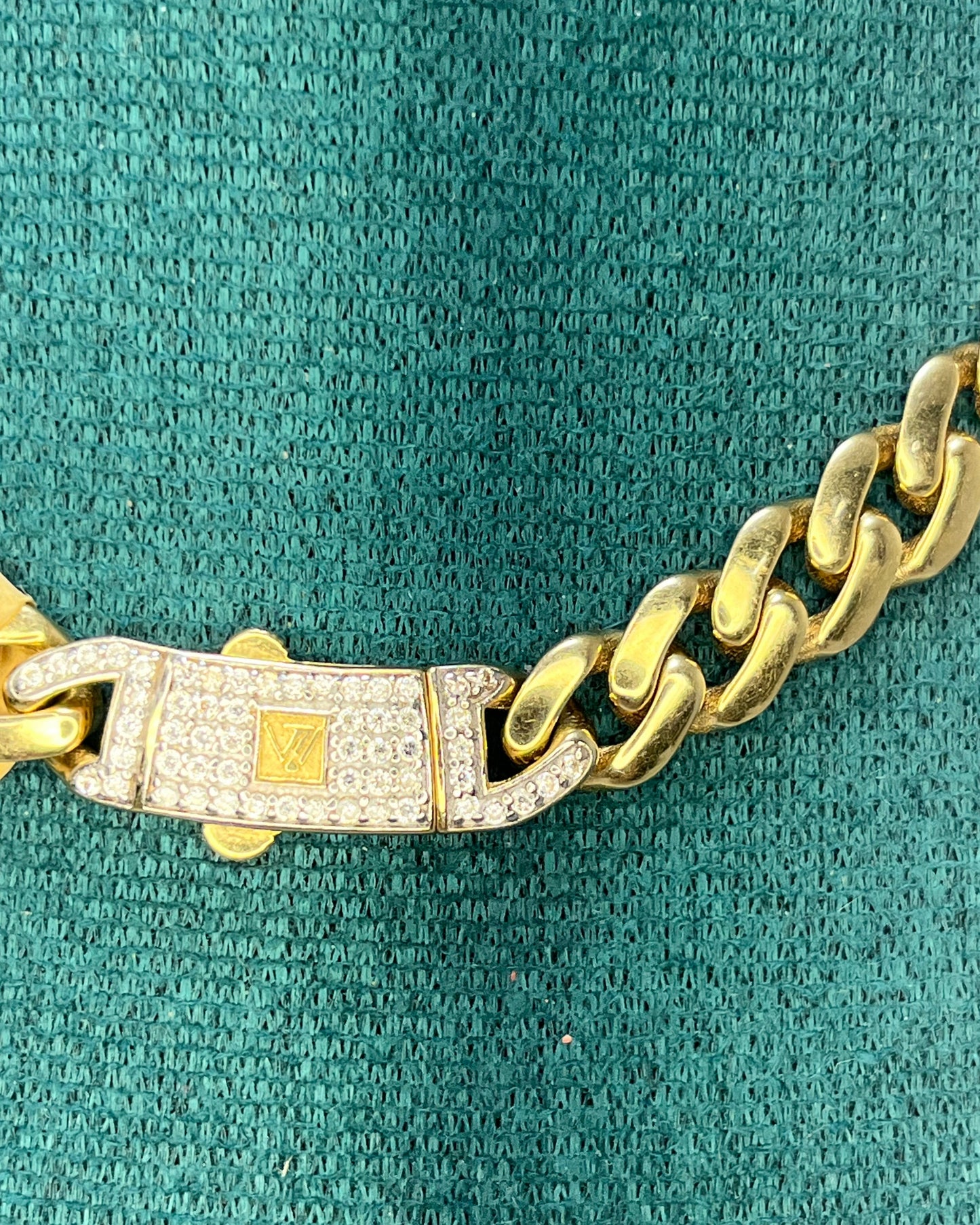 Miami Cuban Box Zircon Chain 18" 18K Gold