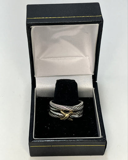 Anillo Cordón X Dorado Oro-Plata