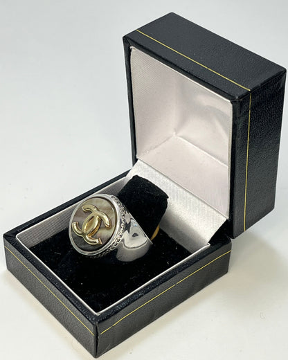 Anillo Cóctel CC Madre Perla Gris Oro-Plata