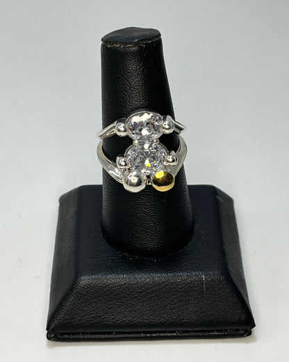 Bear Crystal Cocktail Ring Gold-Silver