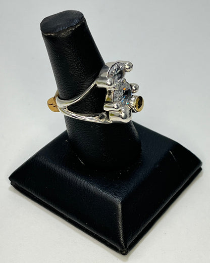 Bear Crystal Cocktail Ring Gold-Silver