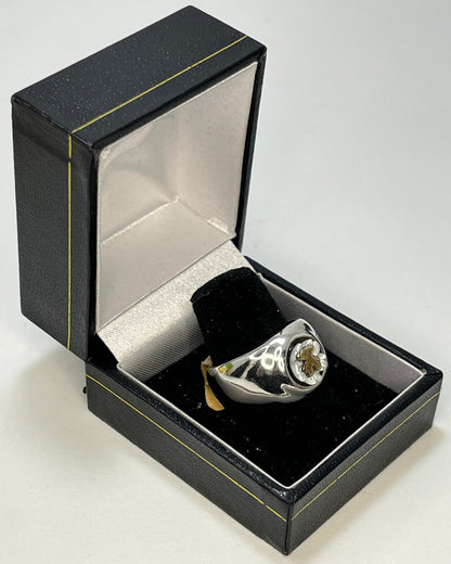 Bear Flower Mother of Pearl Cocktail Ring Gold-Silver