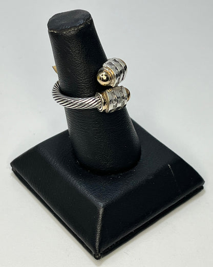 Double Row Crystal Cable Ring Gold-Silver