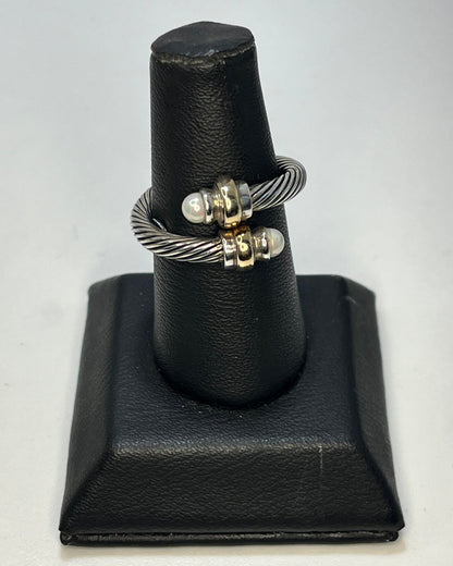 Cable Pearl Ring Gold-Silver