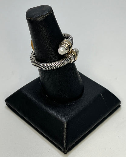 Cable Pearl Ring Gold-Silver