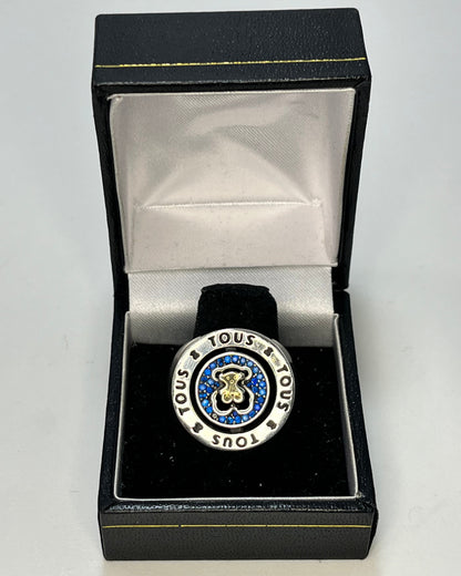 Blue Background Bear Ring Gold-Silver