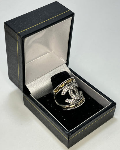 Bordered CC Ring Gold-Silver