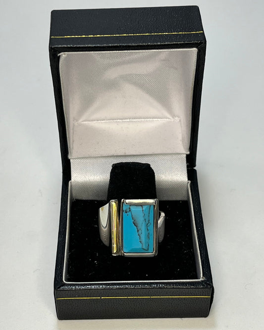 Turquoise Square Ring Gold-Silver