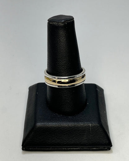 Golden Stripe Band Ring Gold-Silver