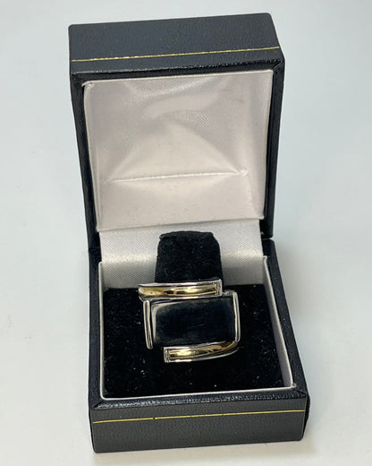 Black Square Cocktail Ring Gold-Silver