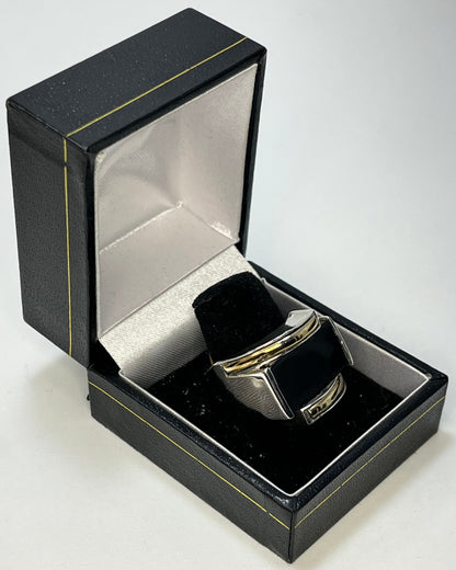 Black Square Cocktail Ring Gold-Silver