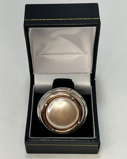 Flat Pink Pearl Cocktail Ring Gold-Silver