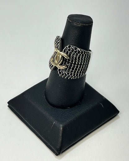 Black CC Cocktail Ring Gold-Silver