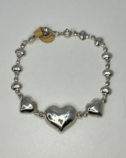 Puffy Hearts Bracelet Silver 925