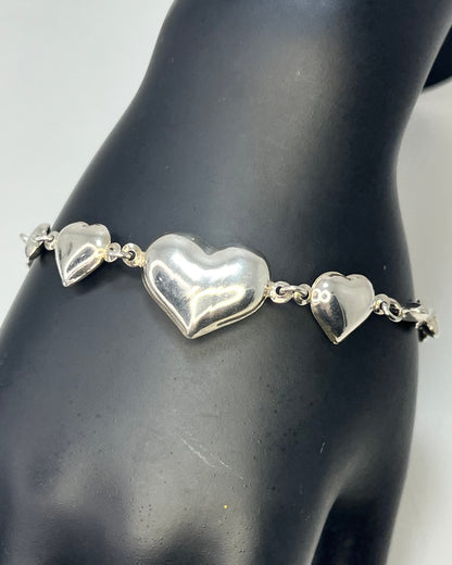 Puffy Hearts Bracelet Silver 925