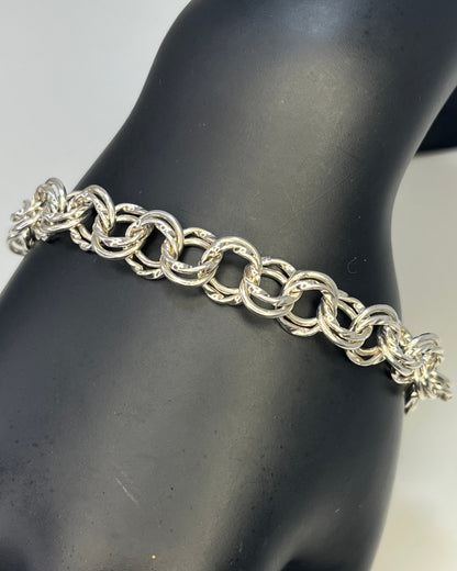 Double Rolo Link Bracelet Silver 925