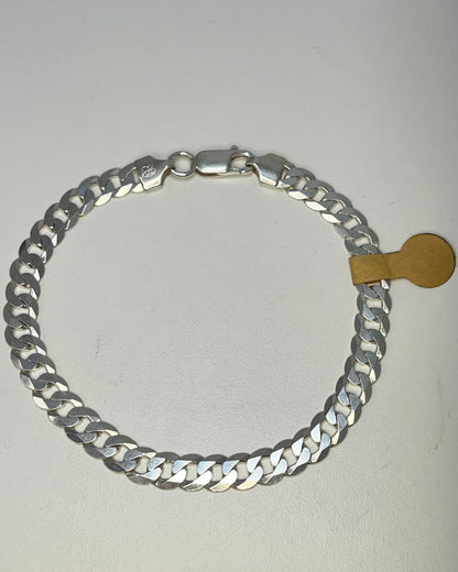 Shiny Cut Cuban Link Bracelet Silver 925 - 8 inch
