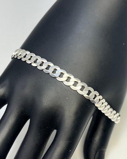 Shiny Cut Cuban Link Bracelet Silver 925 - 8 inch