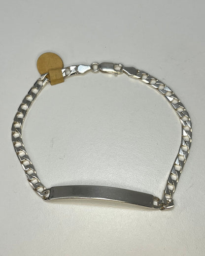 Square Cuban Link Plate Bracelet Silver 925
