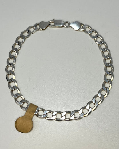Shiny Cut Cuban Link Bracelet Silver 925 - 9 inch