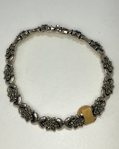 Flower Link Marquise Bracelet Silver 925