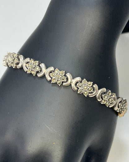 Flower Link Marquise Bracelet Silver 925