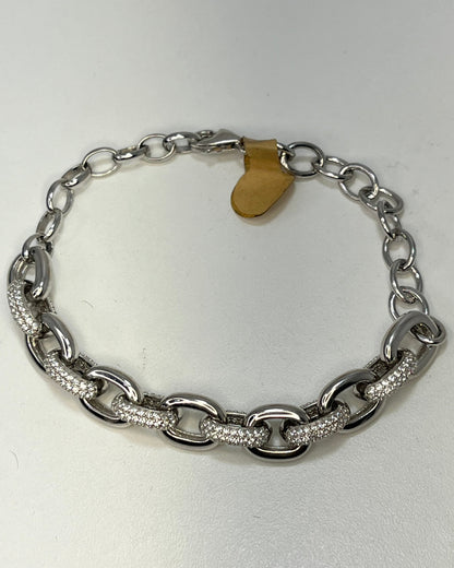 Paperclip Ice Silver 925 Bracelet