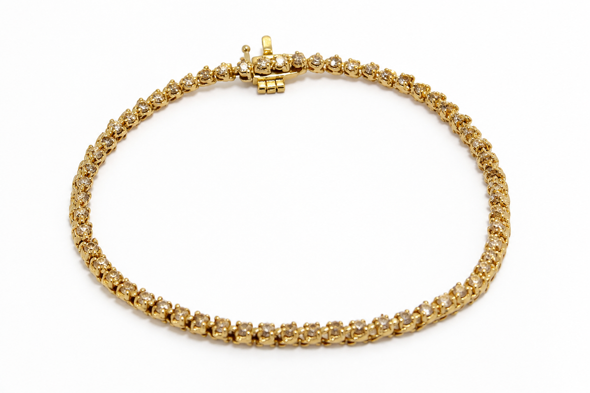 14K Yellow Gold Diamond Tennis Bracelet – Elegant Fine Jewelry