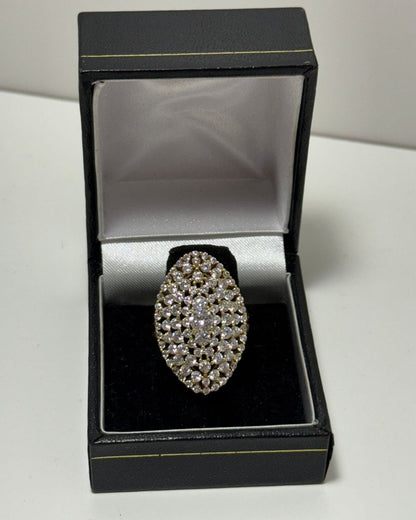 Domo Marquise Adiamantado Anillo Cóctel Cover Gold