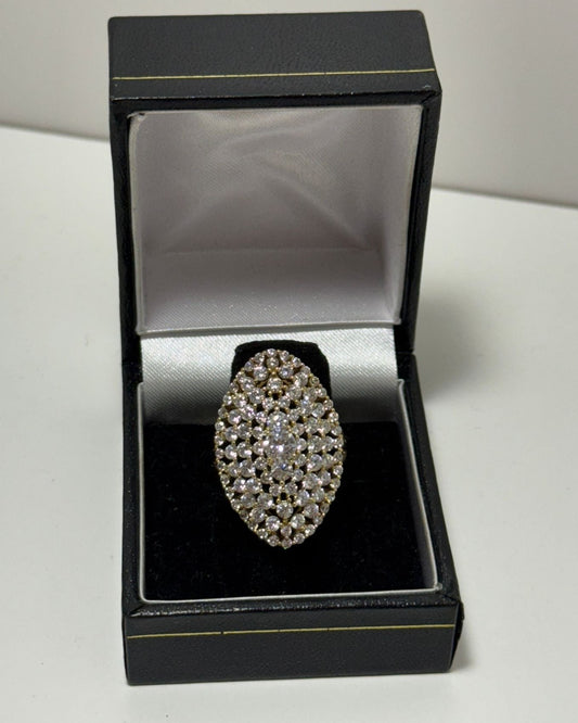 Domo Marquise Adiamantado Anillo Cóctel Cover Gold
