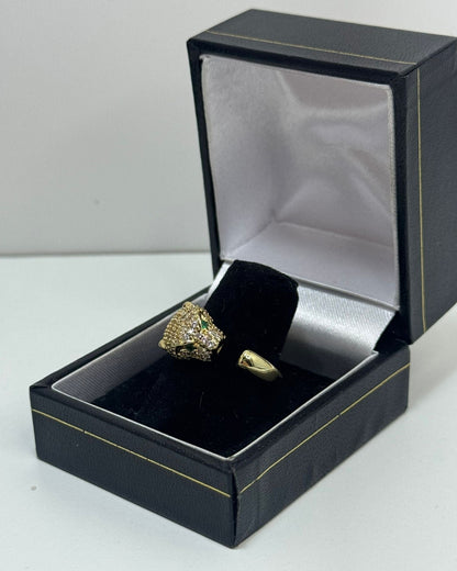 Tiger Eye Green Stone Ring Gold Plated