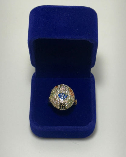 Domo Piedras Multicolor Anillo Cóctel Cover Gold