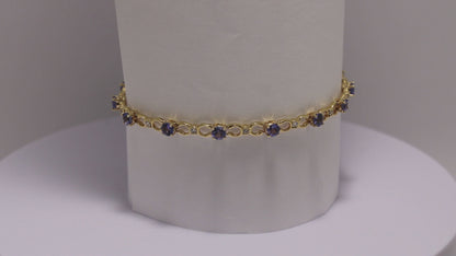 Tennis Bracelet with Tanzanites and Diamonds